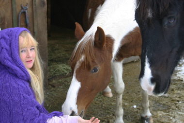 Sharine on her Horse Ranch with Hidalgo & Tornado